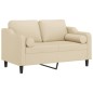 vidaXL 2-Sitzer-Sofa mit Zierkissen Creme 120 cm Stoff vidaXL 2-Sitzer-Sofa mit Zierkissen Creme 120 cm Stoff