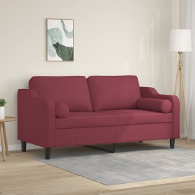 vidaXL 2-Sitzer-Sofa mit Zierkissen Weinrot 140 cm Stoff