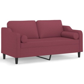 vidaXL 2-Sitzer-Sofa mit Zierkissen Weinrot 140 cm Stoff