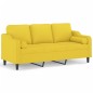 vidaXL 3-Sitzer-Sofa mit Zierkissen Hellgelb 180 cm Stoff vidaXL 3-Sitzer-Sofa mit Zierkissen Hellgelb 180 cm Stoff