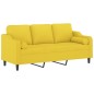 vidaXL 3-Sitzer-Sofa mit Zierkissen Hellgelb 180 cm Stoff vidaXL 3-Sitzer-Sofa mit Zierkissen Hellgelb 180 cm Stoff