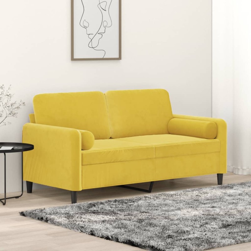 vidaXL 2-Sitzer-Sofa mit Zierkissen Gelb 140 cm Samt vidaXL 2-Sitzer-Sofa mit Zierkissen Gelb 140 cm Samt