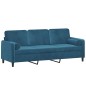 vidaXL 3-Sitzer-Sofa mit Zierkissen Blau 180 cm Samt vidaXL 3-Sitzer-Sofa mit Zierkissen Blau 180 cm Samt