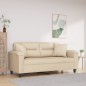 vidaXL 2-Sitzer-Sofa mit Kissen Creme 140 cm Mikrofasergewebe vidaXL 2-Sitzer-Sofa mit Kissen Creme 140 cm Mikrofasergewebe