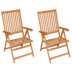 Gartenstühle 2 Stk. mit Grauen Auflagen Massivholz Teak