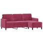 vidaXL 3-Sitzer-Sofa mit Hocker Weinrot 180 cm Samt vidaXL 3-Sitzer-Sofa mit Hocker Weinrot 180 cm Samt
