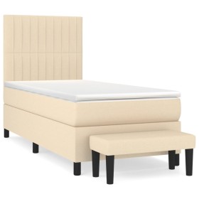 vidaXL Boxspringbett mit Matratze Creme 80x200 cm Stoff