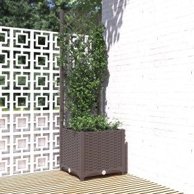vidaXL Pflanzkübel mit Rankgitter Braun 40x40x136 cm PP
