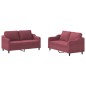 vidaXL 2-tlg. Sofagarnitur mit Kissen Weinrot Stoff vidaXL 2-tlg. Sofagarnitur mit Kissen Weinrot Stoff