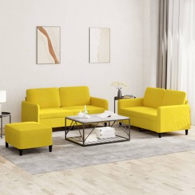 vidaXL 3-tlg. Sofagarnitur Gelb Samt