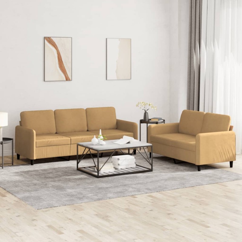 vidaXL 2-tlg. Sofagarnitur Braun Samt vidaXL 2-tlg. Sofagarnitur Braun Samt