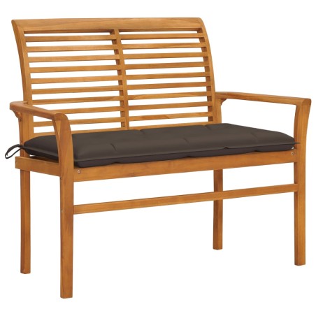 Gartenbank mit Taupe Auflage 112 cm Massivholz Teak