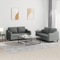 vidaXL 2-tlg. Sofagarnitur mit Kissen Dunkelgrau Stoff vidaXL 2-tlg. Sofagarnitur mit Kissen Dunkelgrau Stoff