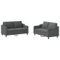 vidaXL 2-tlg. Sofagarnitur mit Kissen Dunkelgrau Stoff vidaXL 2-tlg. Sofagarnitur mit Kissen Dunkelgrau Stoff
