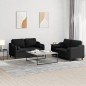 vidaXL 2-tlg. Sofagarnitur mit Kissen Schwarz Stoff vidaXL 2-tlg. Sofagarnitur mit Kissen Schwarz Stoff