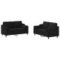 vidaXL 2-tlg. Sofagarnitur mit Kissen Schwarz Stoff vidaXL 2-tlg. Sofagarnitur mit Kissen Schwarz Stoff