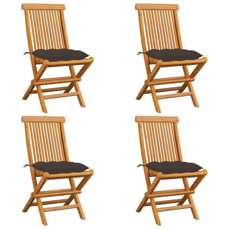 Gartenstühle mit Taupe Kissen 4 Stk. Massivholz Teak Gartenstühle mit Taupe Kissen 4 Stk. Massivholz Teak