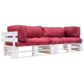 vidaXL 2-tlg. Garten-Palettensofa-Set Kissen in Rot Kiefernholz