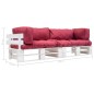 vidaXL 2-tlg. Garten-Palettensofa-Set Kissen in Rot Kiefernholz vidaXL 2-tlg. Garten-Palettensofa-Set Kissen in Rot Kiefernholz