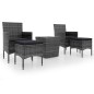 vidaXL 5-tlg. Garten-Bistro-Set Poly Rattan und Hartglas Grau vidaXL 5-tlg. Garten-Bistro-Set Poly Rattan und Hartglas Grau