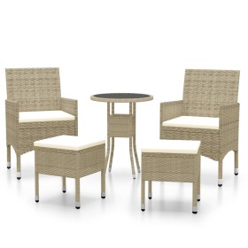 vidaXL 5-tlg. Garten-Lounge-Set Poly Rattan Beige
