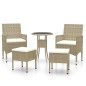 vidaXL 5-tlg. Garten-Lounge-Set Poly Rattan Beige vidaXL 5-tlg. Garten-Lounge-Set Poly Rattan Beige