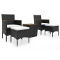 vidaXL 5-tlg. Garten-Bistro-Set Poly Rattan Massivholz Akazie Schwarz vidaXL 5-tlg. Garten-Bistro-Set Poly Rattan Massivholz Akazie Schwarz