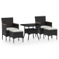 vidaXL 5-tlg. Garten-Essgruppe Poly Rattan und Hartglas Schwarz vidaXL 5-tlg. Garten-Essgruppe Poly Rattan und Hartglas Schwarz