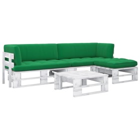 vidaXL 4-tlg. Paletten-Lounge-Set Weiß Imprägniertes Kiefernholz
