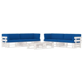 vidaXL 6-tlg. Paletten-Lounge-Set Weiß Imprägniertes Kiefernholz