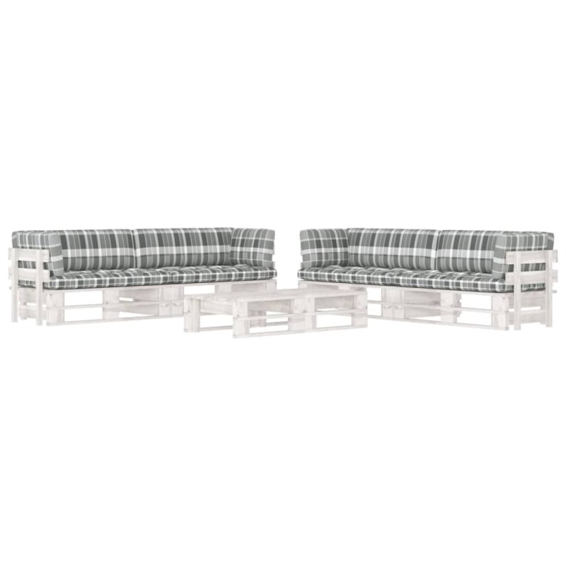 vidaXL 6-tlg. Paletten-Lounge-Set Weiß Imprägniertes Kiefernholz vidaXL 6-tlg. Paletten-Lounge-Set Weiß Imprägniertes Kiefernholz
