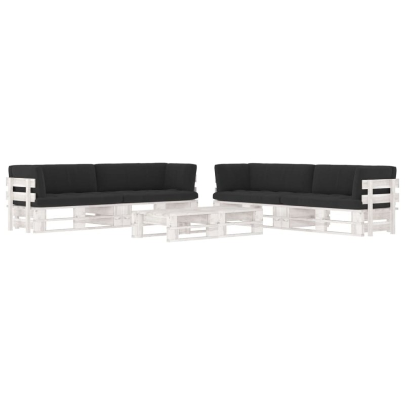 vidaXL 6-tlg. Paletten-Lounge-Set Weiß Imprägniertes Kiefernholz vidaXL 6-tlg. Paletten-Lounge-Set Weiß Imprägniertes Kiefernholz