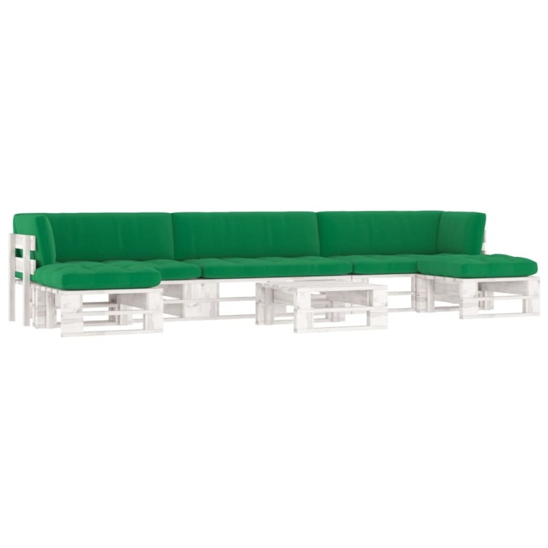vidaXL 6-tlg. Paletten-Lounge-Set Weiß Imprägniertes Kiefernholz vidaXL 6-tlg. Paletten-Lounge-Set Weiß Imprägniertes Kiefernholz