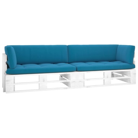 vidaXL 2-Sitzer-Palettensofa Weiß Imprägniertes Kiefernholz