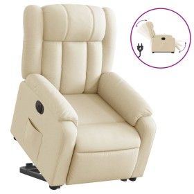 vidaXL Relaxsessel mit Aufstehhilfe Elektrisch Creme Stoff