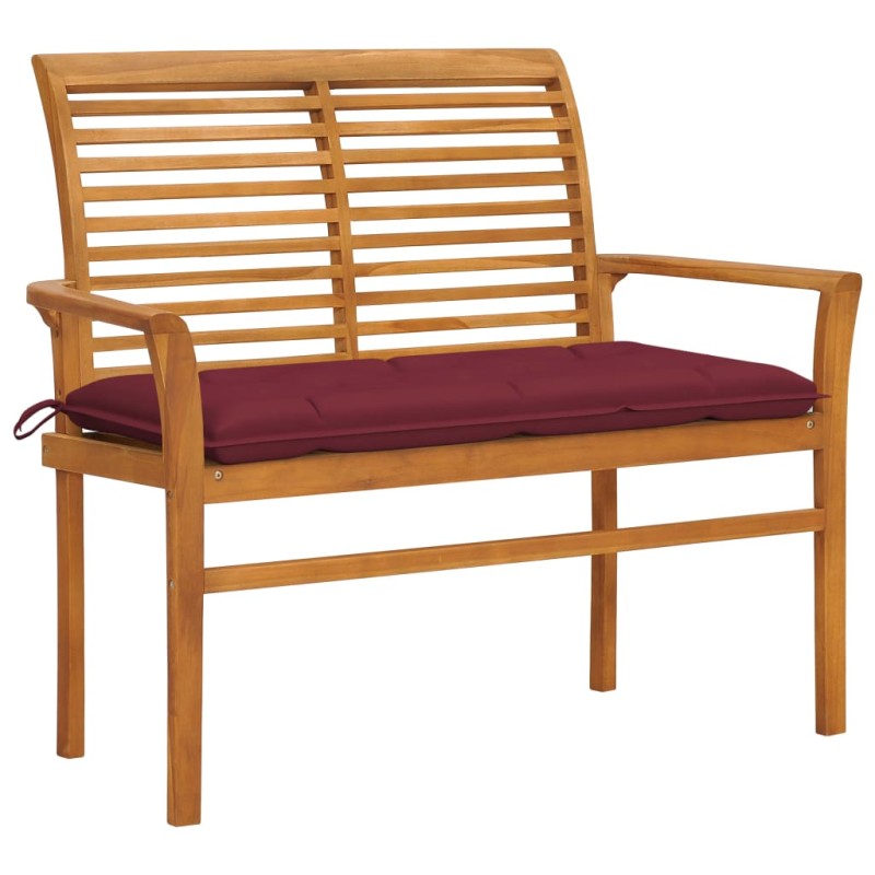 Gartenbank mit Weinroter Auflage 112 cm Massivholz Teak Gartenbank mit Weinroter Auflage 112 cm Massivholz Teak