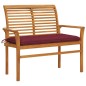 Gartenbank mit Weinroter Auflage 112 cm Massivholz Teak Gartenbank mit Weinroter Auflage 112 cm Massivholz Teak