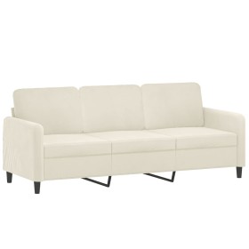 vidaXL 3-Sitzer-Sofa Creme 180 cm Samt