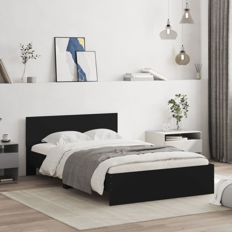 vidaXL Bettgestell mit Kopfteil Schwarz 120x190 cm vidaXL Bettgestell mit Kopfteil Schwarz 120x190 cm