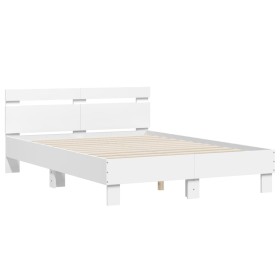 vidaXL Bettgestell mit Kopfteil Weiß 120x190 cm Holzwerkstoff