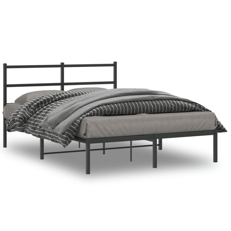 vidaXL Bettgestell mit Kopfteil Metall Schwarz 135x190 cm vidaXL Bettgestell mit Kopfteil Metall Schwarz 135x190 cm