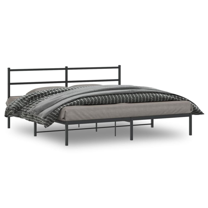 vidaXL Bettgestell mit Kopfteil Metall Schwarz 200x200 cm vidaXL Bettgestell mit Kopfteil Metall Schwarz 200x200 cm