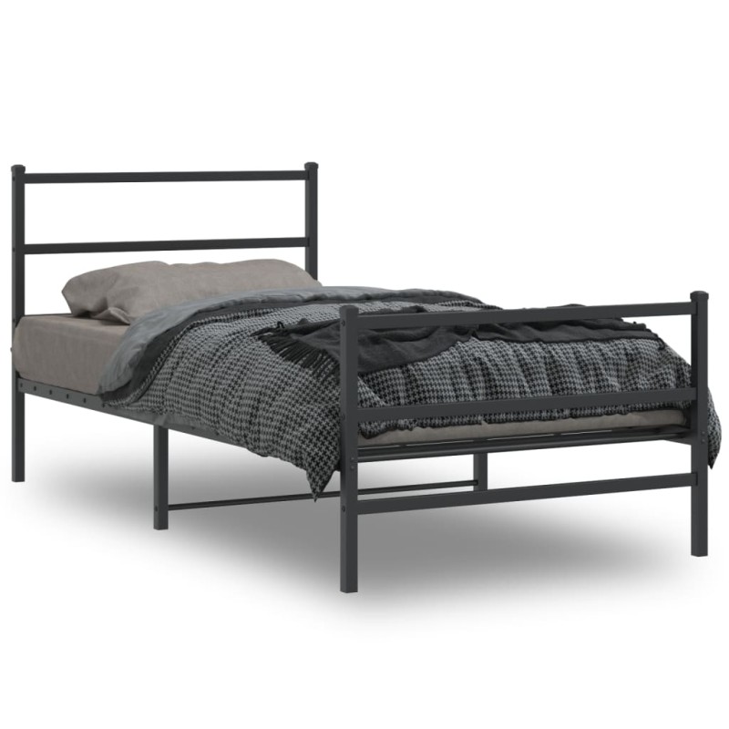 vidaXL Bettgestell mit Kopf- und Fußteil Metall Schwarz 107x203 cm vidaXL Bettgestell mit Kopf- und Fußteil Metall Schwarz 107x203 cm