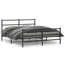 vidaXL Bettgestell mit Kopf- und Fußteil Metall Schwarz 150x200 cm