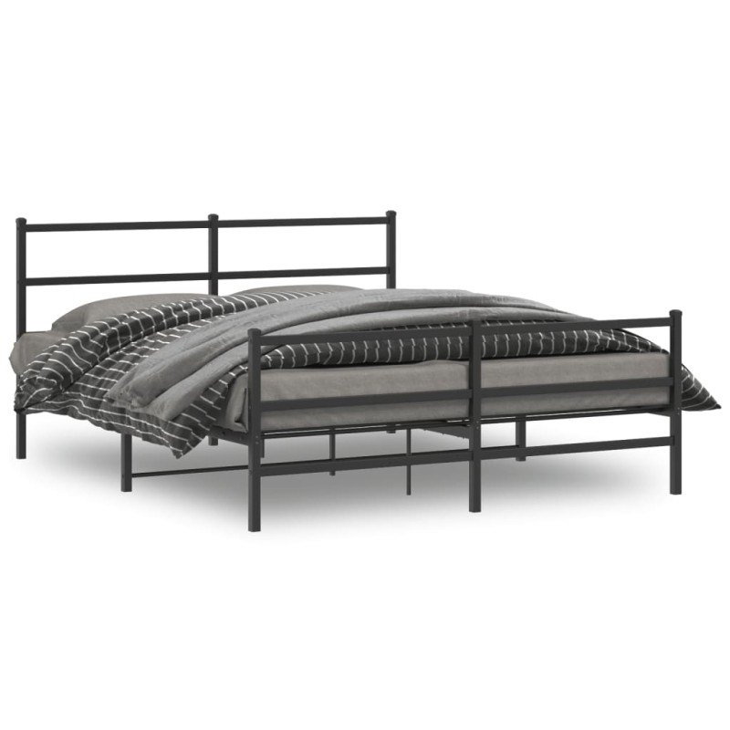 vidaXL Bettgestell mit Kopf- und Fußteil Metall Schwarz 150x200 cm vidaXL Bettgestell mit Kopf- und Fußteil Metall Schwarz 150x200 cm