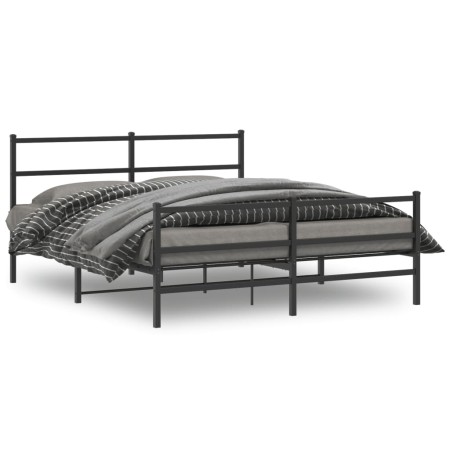 vidaXL Bettgestell mit Kopf- und Fußteil Metall Schwarz 150x200 cm