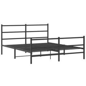 vidaXL Bettgestell mit Kopf- und Fußteil Metall Schwarz 150x200 cm