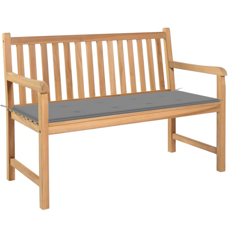 Gartenbank mit Grauer Auflage 120 cm Massivholz Teak Gartenbank mit Grauer Auflage 120 cm Massivholz Teak