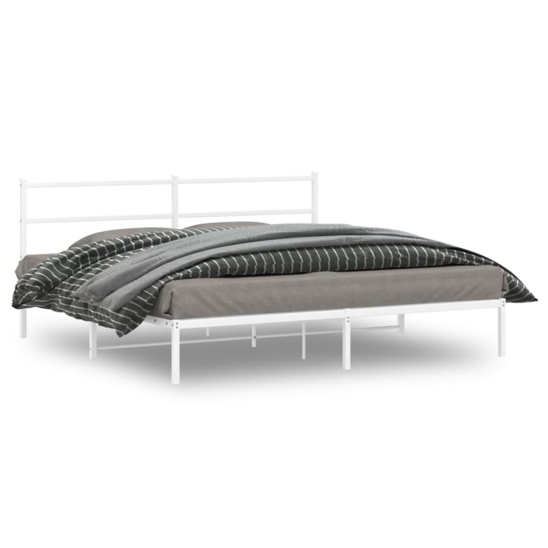 vidaXL Bettgestell mit Kopfteil Metall Weiß 193x203 cm vidaXL Bettgestell mit Kopfteil Metall Weiß 193x203 cm