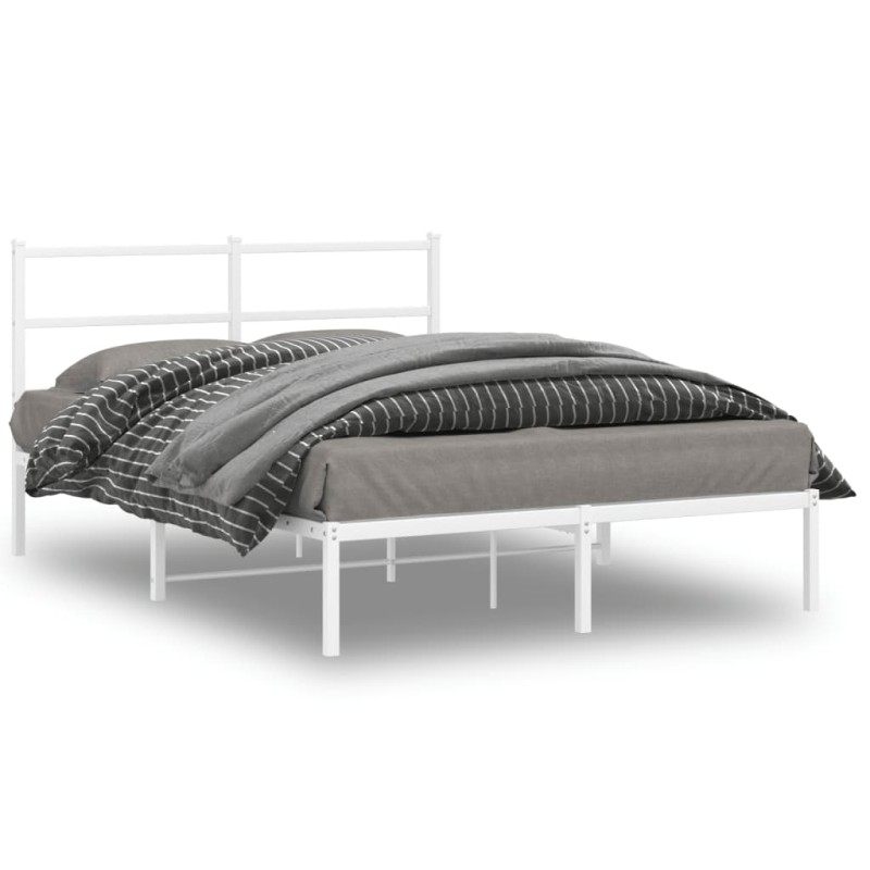 vidaXL Bettgestell mit Kopfteil Metall Weiß 140x200 cm vidaXL Bettgestell mit Kopfteil Metall Weiß 140x200 cm